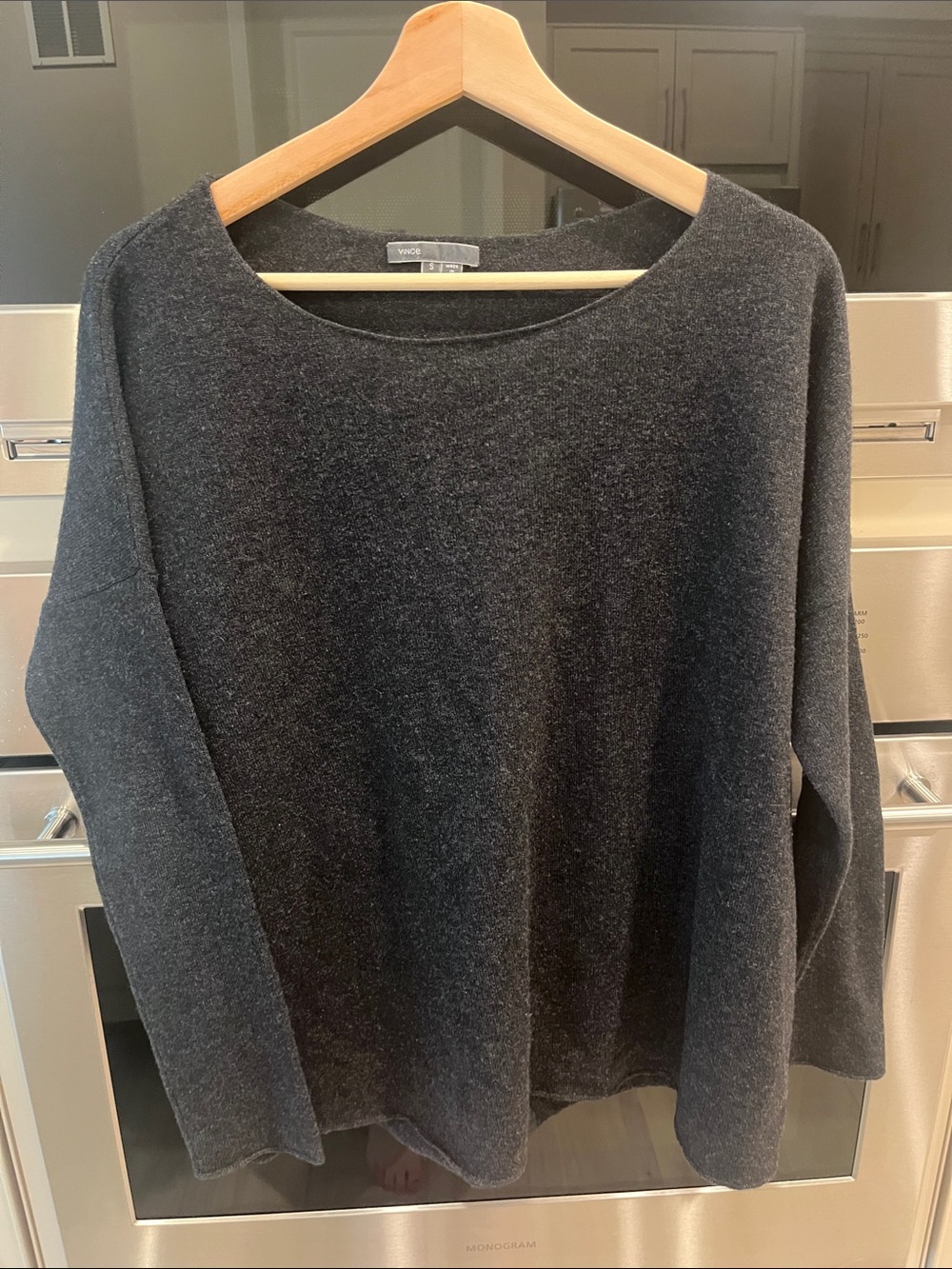 VINCE: Dark Charcoal Scoop Neck Sweater